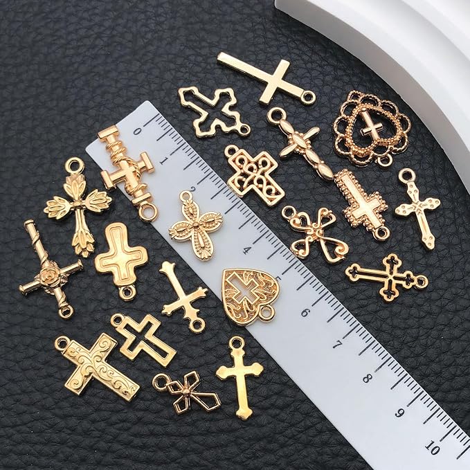 WOCRAFT 60pcs KC Gold Cross Bracelet Charms - Image 4