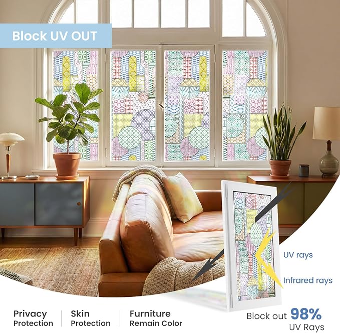 3D Stained Glass Window Film, Decorative Window Privacy Film - Image 3