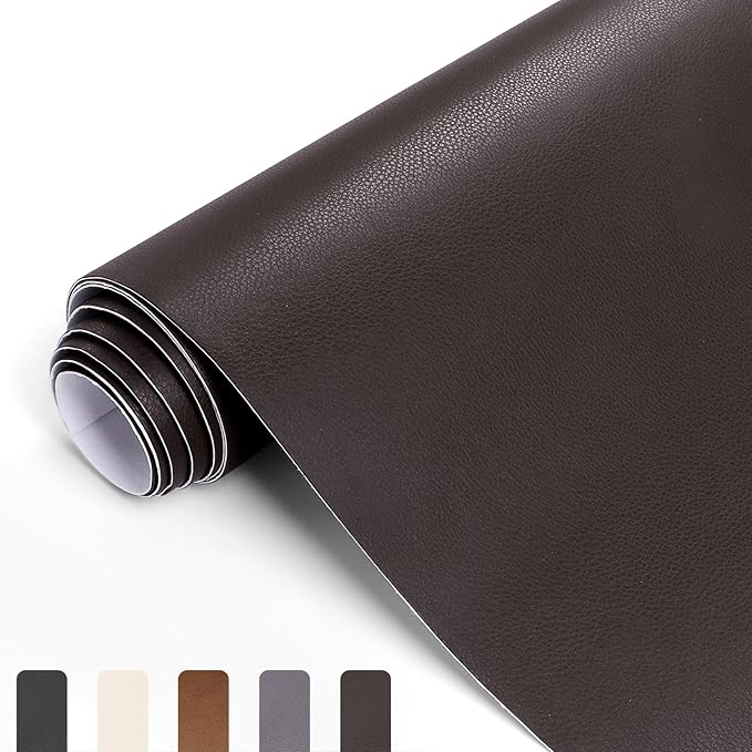 Leather Repair Patch Kit – 17x79 Inch Instant Repair for Scratches, Cracks & Peels on Furniture, Couch, Sofa, Car Seats, Handbags, Cabinets, Self Adhesive Leather Repair Tape (Dark Brown)