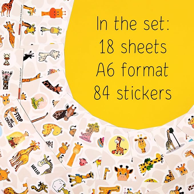 BulbaCraft Giraffe Stickers for Water Bottle, Scrapbooking, Laptop Decals — - Image 2