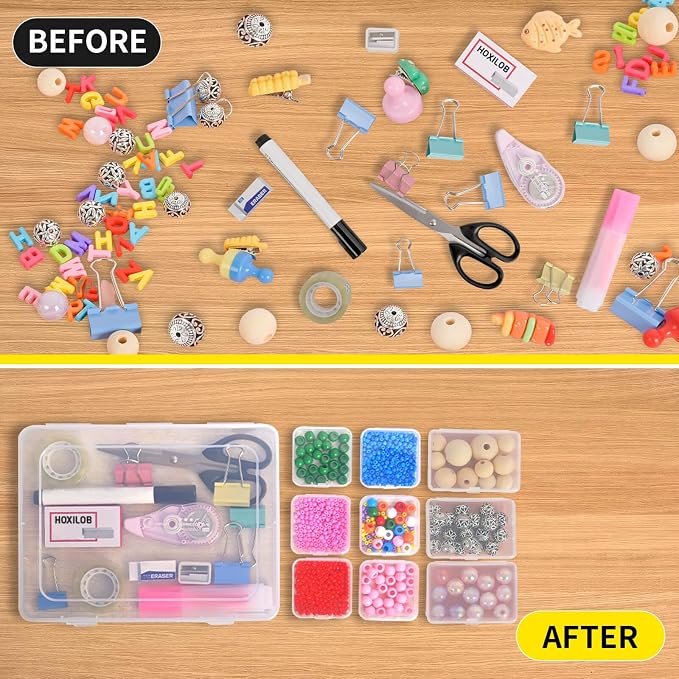 46Pcs Bead Organizer Set, Premium Small and Medium Clear Plastic Storage Boxes - Image 4