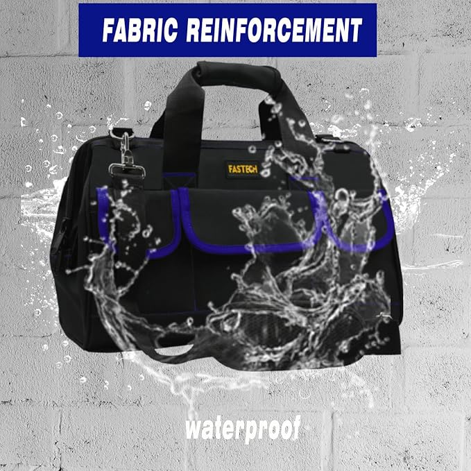 20 Inch Tool Bag, Large Tools Bag Waterproof Wide Mouth Tool Kit Heavy Duty Tool Bag Organizer, Tool Storage Package For Men/Women (20IN Blue)