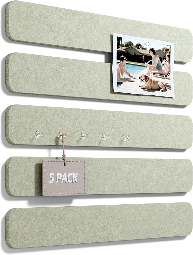 Fluxynara Cork Board Alternative Felt Strip Board 5-Pack 13"x2", Office Pin by FLUXYNARA