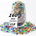 1 LB Mixed Color Flat Glass Beads, 160-180PCS Small Glass Marbles, Mini Flat by Foncomy