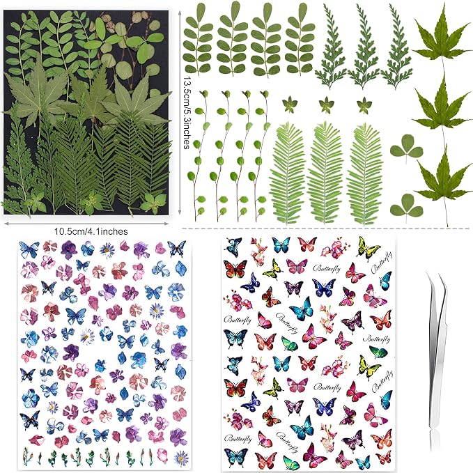 285Pcs 9 Packs Mixed Types Real Natural Dried Pressed Flowers & Leaves - Image 7
