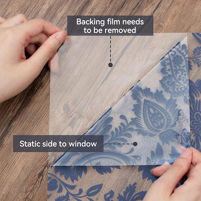 DKTIE Blue Bohemian Seamless Decorative Privacy Window Film Patterns Stain - Image 9