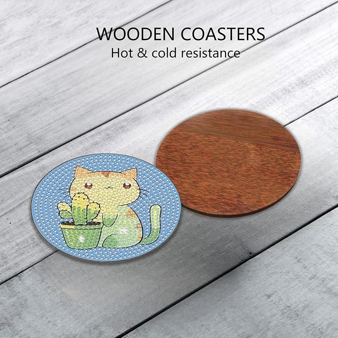 Bulerrylulu 12 Pcs Cat Diamond Painting Coasters Kits - Image 6