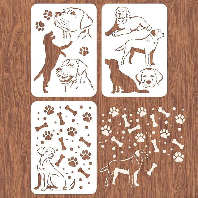 INFUNLY 3pcs Labrador Dog Wall Stencils by INFUNLY
