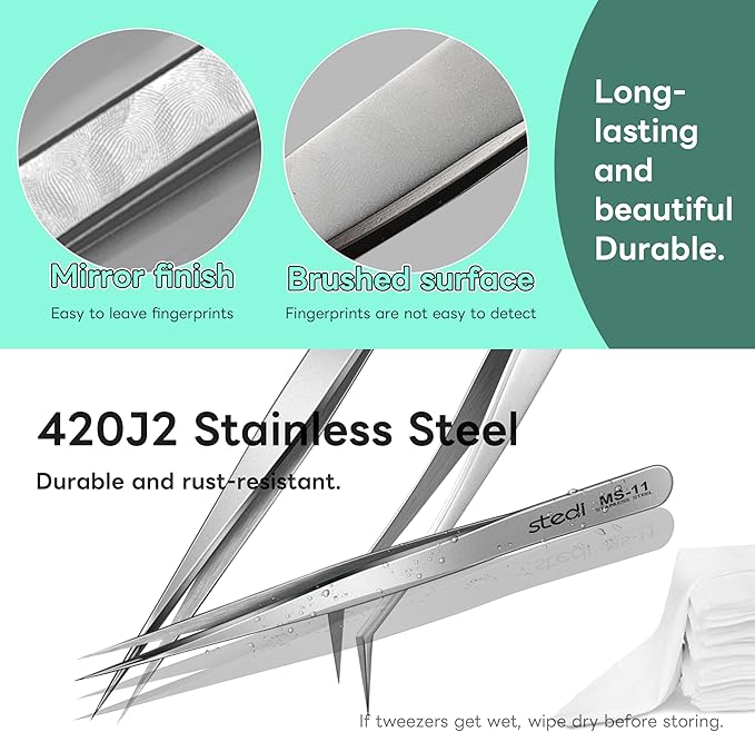 stedi 2PCS Precision Premium Tweezers Set, Model Hobby Making Tools | - Image 2