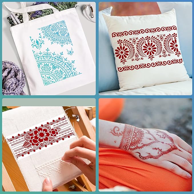 Outus 12 Pcs 8.3 x 11.7 Inch Mandala Stencils - Image 6