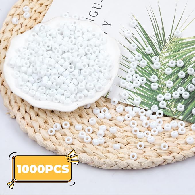 White Pony Beads for Bracelet 1000 Pcs Plastic Beads for Friendship Bracelets - Image 3