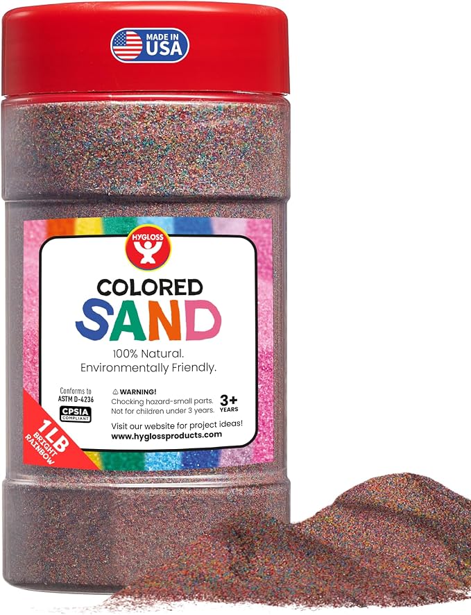 Hygloss Colored Sand for Crafts – 1 lb Bottle, Bright Rainbow – Vibrant by HyglossProductsInc