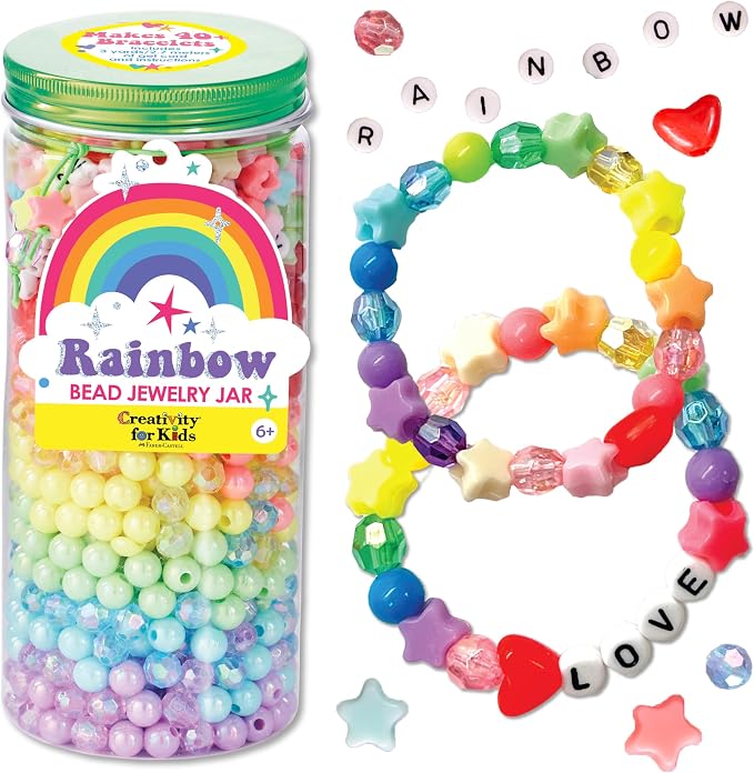 Creativity for Kids Rainbow Bead Jar Jewelry Making Kit: Makes 40+ Friendship by CreativityforKids