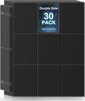 30 Pack 9 Pocket Page Protector, 540 Pockets Black Card Binder Sheets, Trading by TiopLior