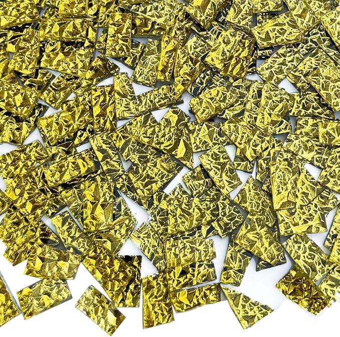 LITMIND 1.1LB Glod Textured Irregular Glass Mosaic Tiles by LITMIND