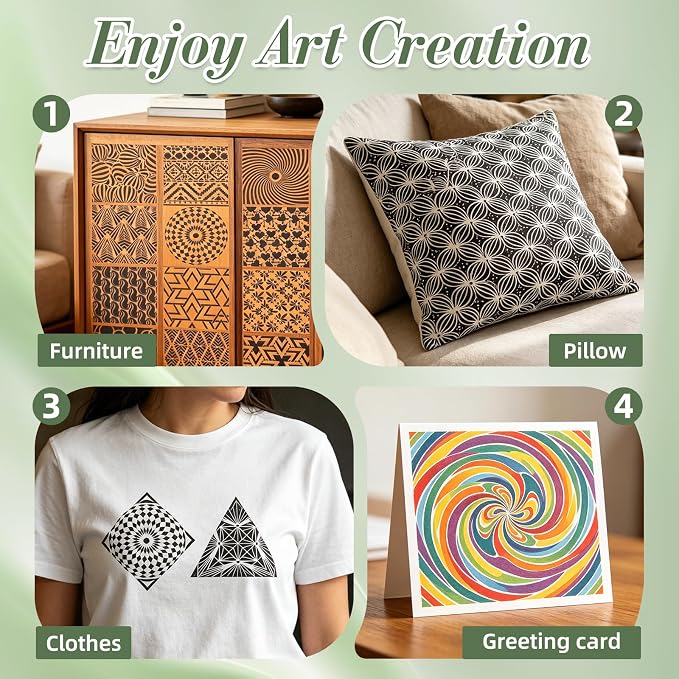 Geometric Texture Stencils for Crafts Reusable 36Pcs Stencils | DIY Art - Image 5