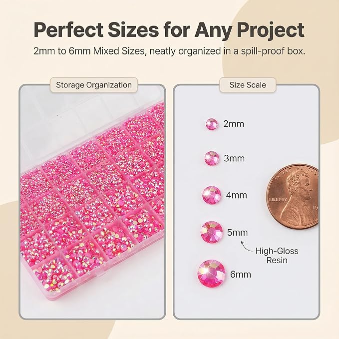 36000Pcs Hot Pink AB Rhinestones - Image 3