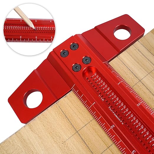 Vicrays T Square Woodworking Ruler - 24 Inch Precision Wood Working Tsquare Rule - Aluminum Alloy Carpenter Work Tool for Crafting, Marking, Layout, Scriber and Measuring