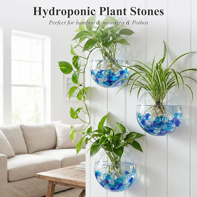 DomeStar 65PCS Iridescent Blue Flat Marbles, Decorative Glass Pebbles | Vase - Image 4