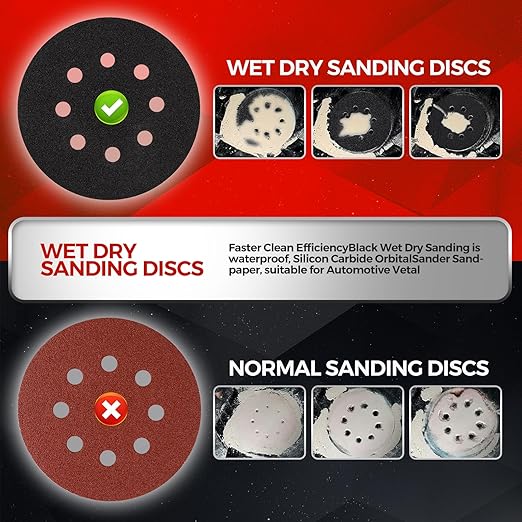 50PCS 5 inch Silicon Carbide Sanding Discs 7000 Grit, Wet Dry Orbital 5 Sander Hook and Loop Sandpaper Disc Ultra Fine Grit, Best for Metal,Automotive Precision Polishing