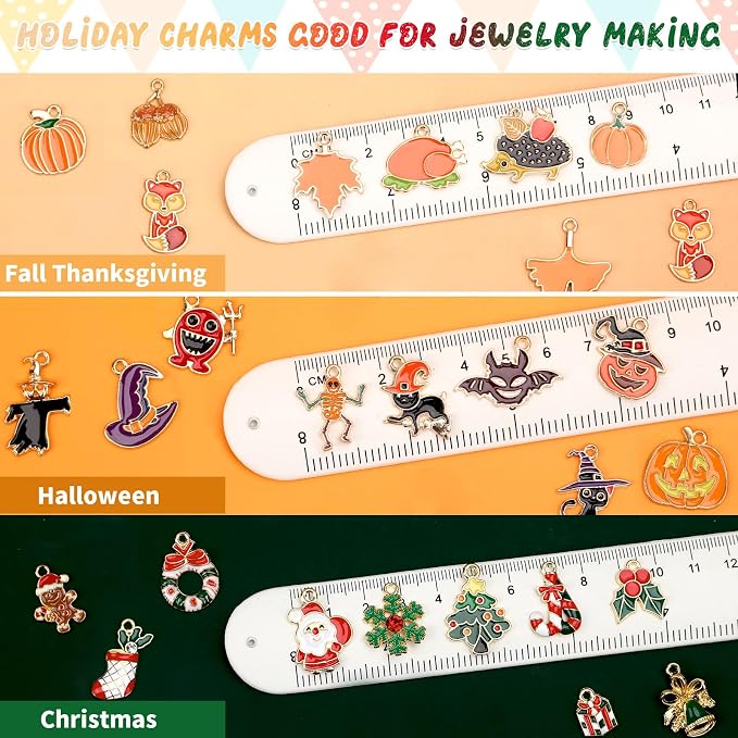 SANNIX 110Pcs/55 Pairs Holiday Charms, Fall Halloween Thanksgiving Christmas | - Image 2