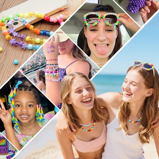 Gionlion 96 Colors 3550 Pcs Pony Beads Bracelet Making Kit, 5 Boxes Friendship - Image 2