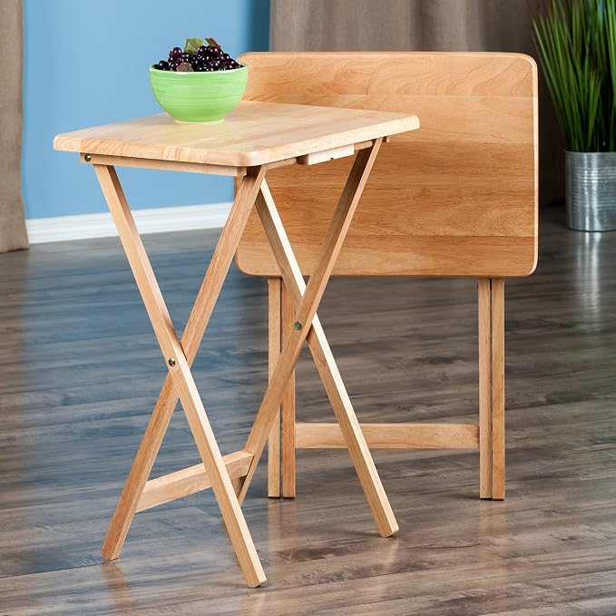 Winsome Alex Set of 2 Foldable Snack Tables, Living Room TV Dining, Work From - Image 2