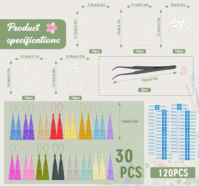 50 Pcs Bookmark Making Kit Transparent, Book Marks DIY Dried Flower Set - Image 3
