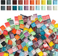 LITMIND 1.1LB Striped Crystal Glass Mosaic Tiles – Square Mix 10mm Assorted by LITMIND