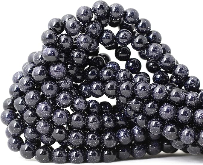 45PCS 8mm Natural Blue Sandstone Gemstone Round Loose Beads Stone Beads by CHEAVIAN