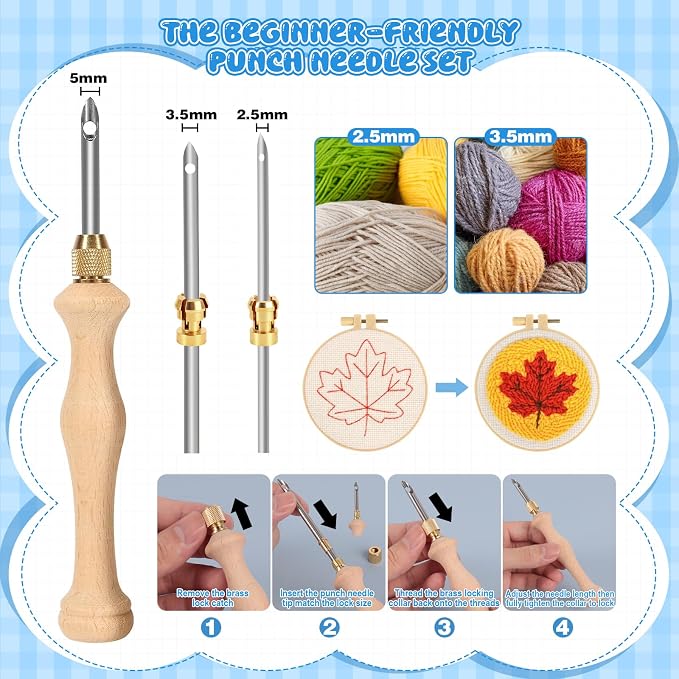 35Pcs Punch Needle Kit Adult Beginner, Adjustable Punch Needle Tool - Image 2