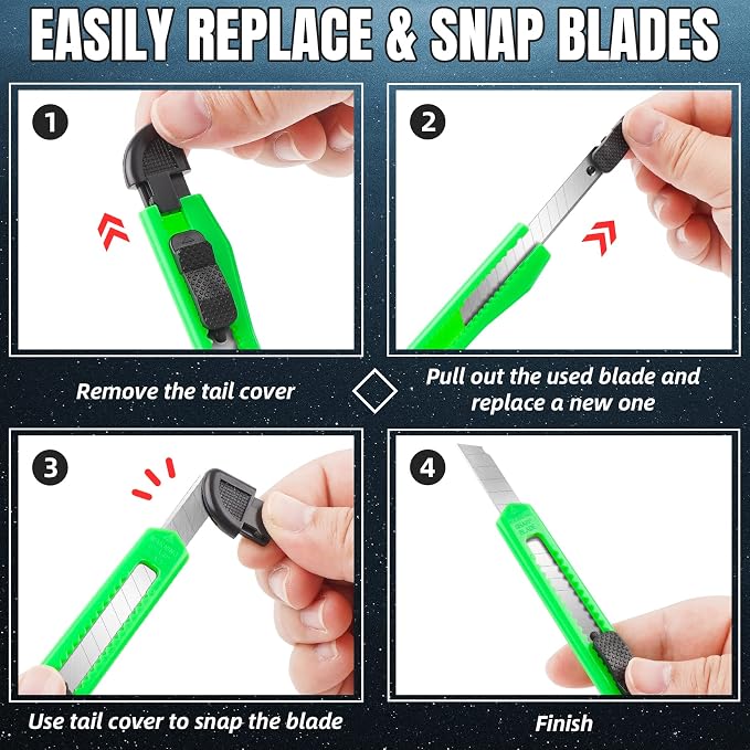 30 Pack Box Cutter Retractable, Snap-Off 9MM Utility Knife, Auto-Lock Razor - Image 6