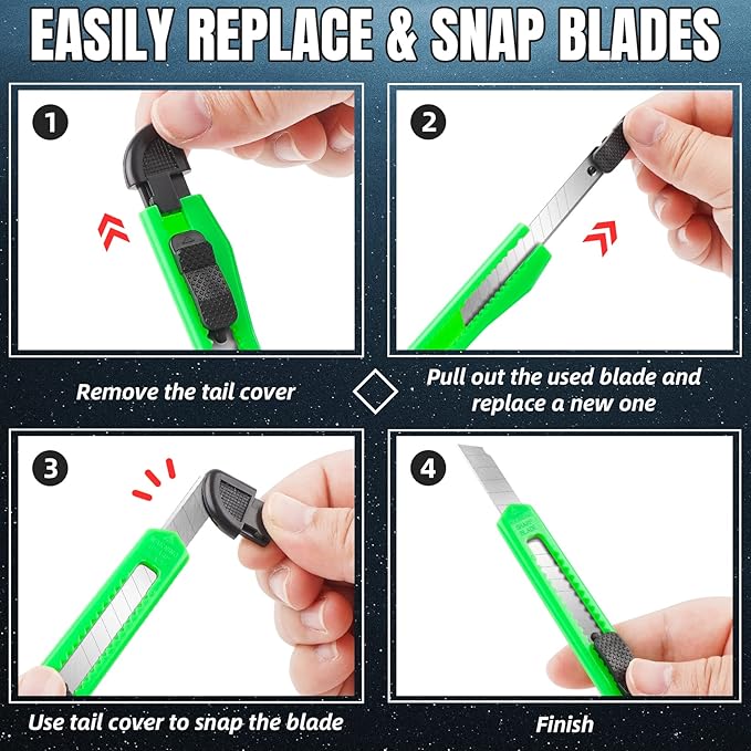 10 Pack Box Cutter Retractable, 9MM Snap-Off Blade Utility Knife, Razor Knife - Image 6
