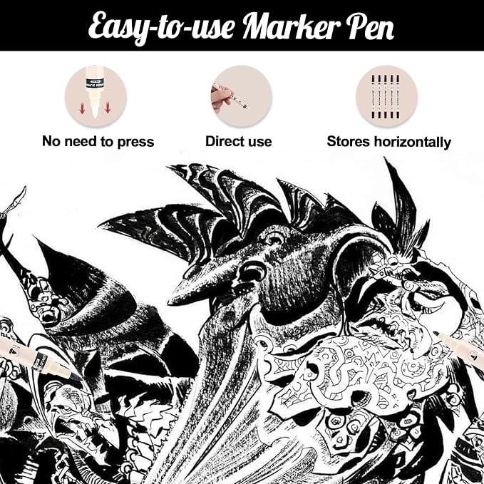 Thboxes 10 Pack Black Paint Markers, Dual-Tip Acrylic Paint Pen Fine Tip and - Image 4
