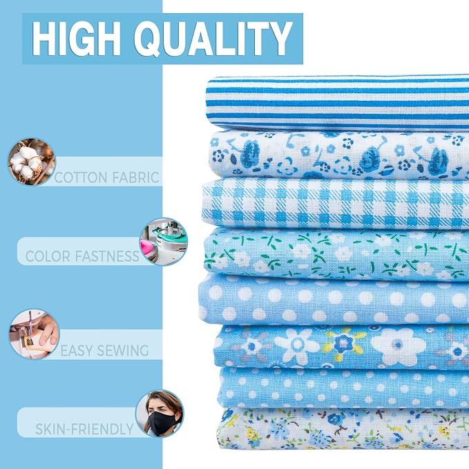 Aubliss 8pcs Fat Quarter Fabric Bundles Quilting Cotton Craft Fabric Pre-Cut - Image 3