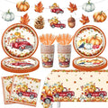 142Pcs Fall Party Plates and Napkins Party Supplies, Autumn Pumpkin Leaves by CMUSKO