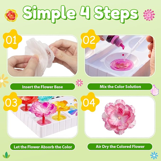 Kiditos Magic Flower Craft Kit for Girls, DIY Color Changing Flower Bouquet - Image 4