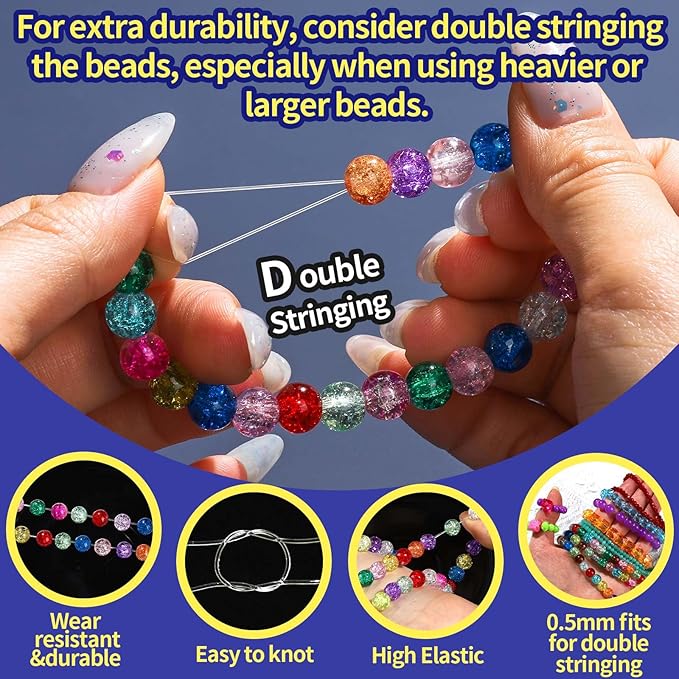 FANDAMEI 0.5mm Elastic Bracelets Strings Cord, Elastic Crystal Stretch Bead Cord - Image 3