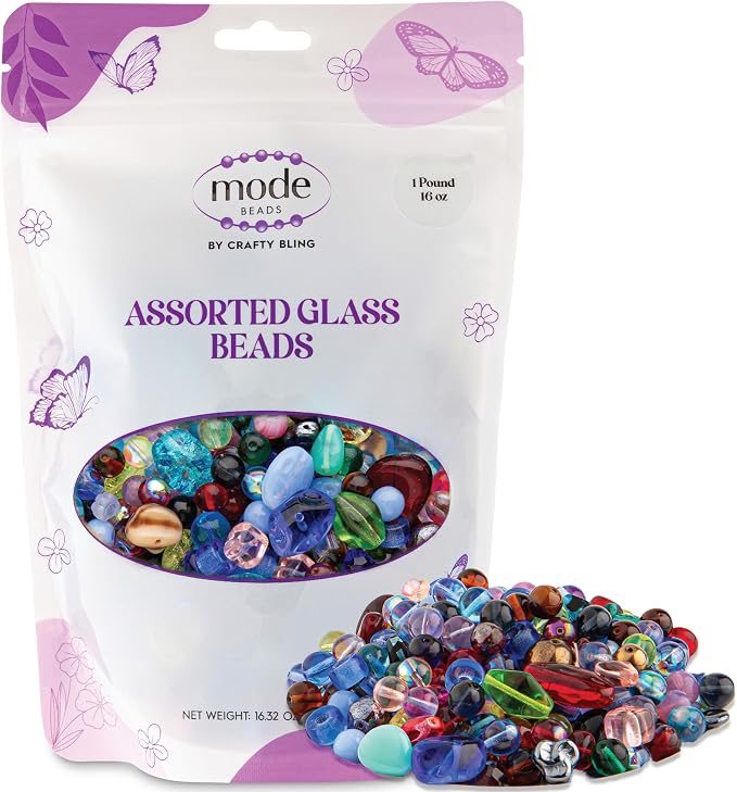 One Pound Assorted Glass Beads for Jewelry Making, DIY Lamp Work, Arts and by ModeBeads