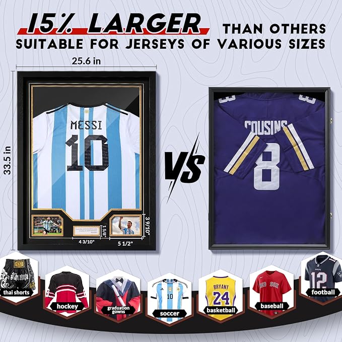 JupDec Jersey Frame Display Case 3 Pack, Large Clear Acrylic Shadow Box - Image 4
