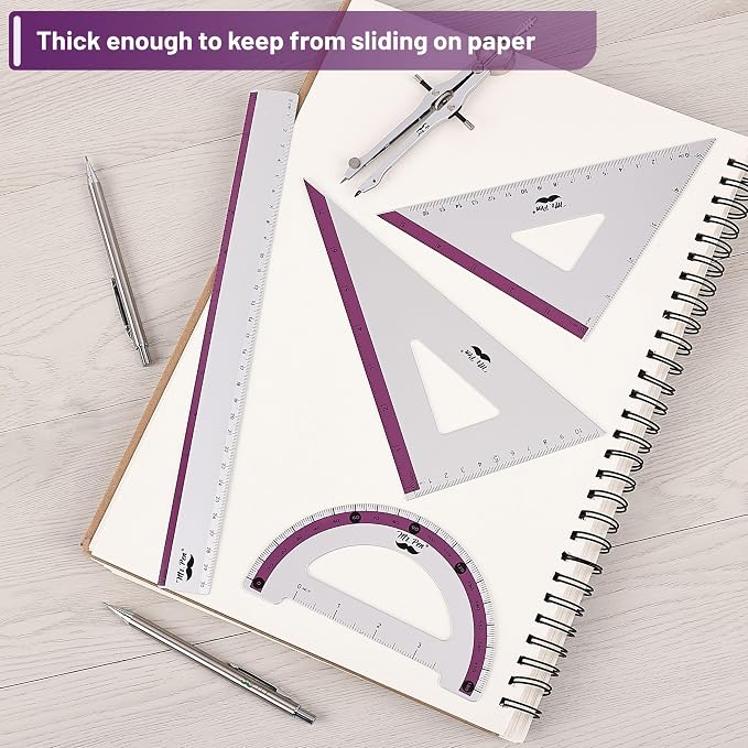 Mr. Pen- Metal Geometry Kit, 4 Pack, 45° & 30°/60° Set Squares | 6" Protractor - Image 5