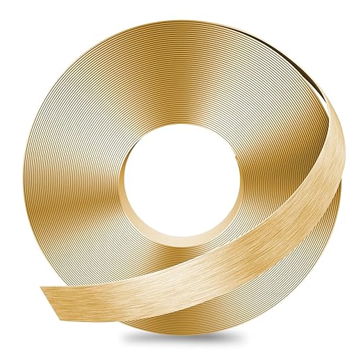 GSCIT Club Gold Edge Banding, 1 Inch x 100ft Aluminum Brushed Edge Banding PVC Edge Trim for Cabinet Repair Furniture