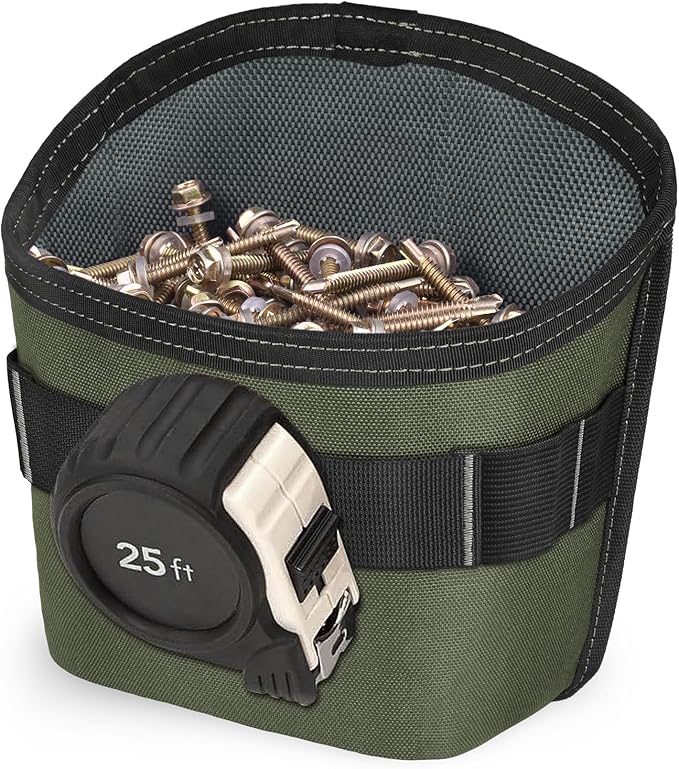 Tool Pouch Nails Screws Bag with Belt Clip (XL, Green)