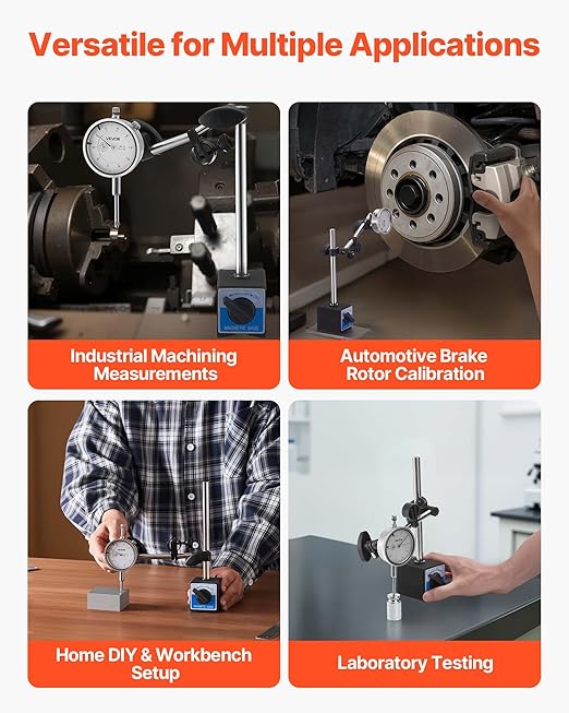 VEVOR Dial Test Indicator, 0.001 inch Accuracy, 0-1 inch Measuring Range, Easy to Read Large Dial, Professional for Internal Diameter Measurement, Runout Detection, Flatness Inspection