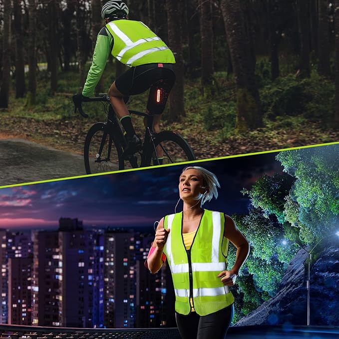 JaGely 50 Pack Reflective Safety Vests with Pockets, High Visibility Mesh Construction Vest for Men Women, Neon Yellow, Size L