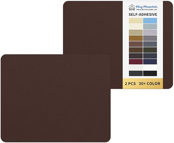 KING MOUNTAIN Canvas Repair Patch 9 x11 Inch 2 Pcs Self-Adhesive Waterproof Fabric Patch for Sofas, Tents, Furniture,Tote Bags, Car Seats (Coffee)