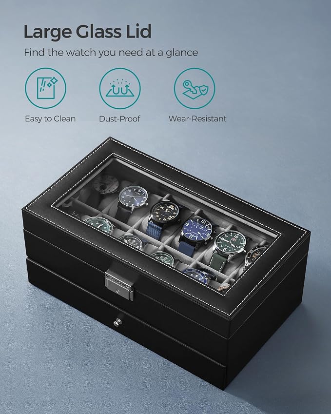 SONGMICS Watch Box, 12-Slot Watch Case Organizer - Image 5