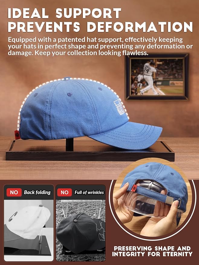 JupDec Hat Display Case, UV Protection Signed Hat Transparent Showcase - Image 3