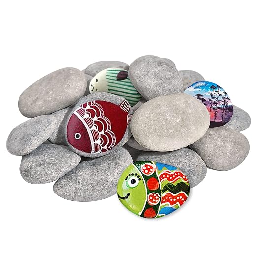 DALTACK 20 Pcs Large Rocks for Painting, Natural River Rocks, Flat River Rocks by DALTACK