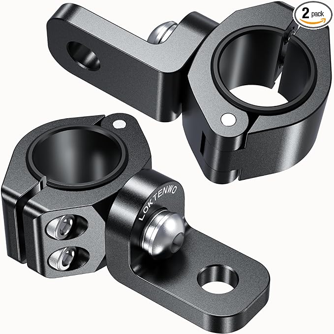 2PCS 360°Adjustable ATV Whip Light Mount, Heavy Duty CNC Light Bar Mounting Bracket for Motorcycle Golf Cart Universal 0.875''/1''/1.125''/1.26” Roll Cage